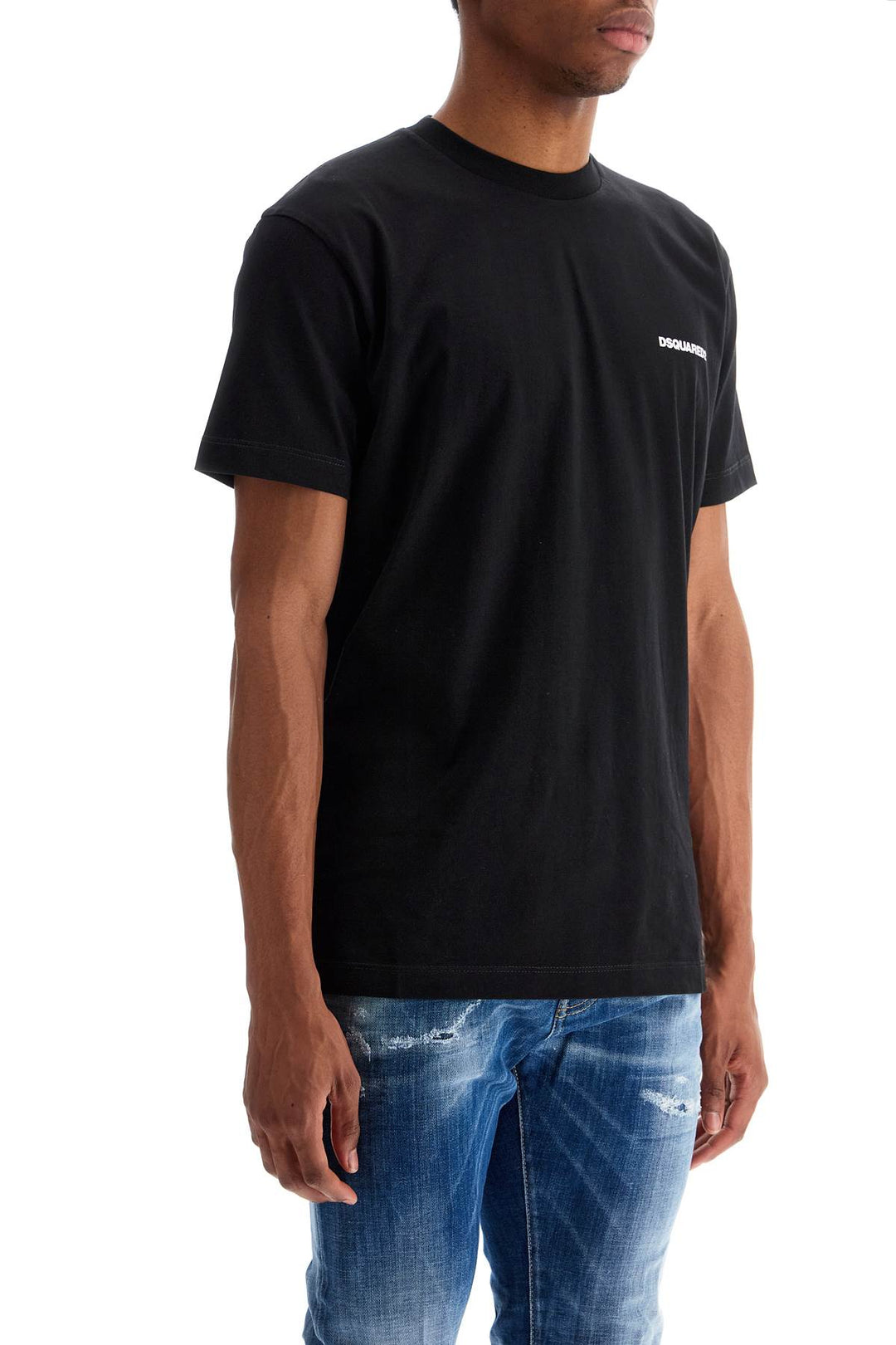 T Shirt In Cotone Nero Con Logo Ricamato