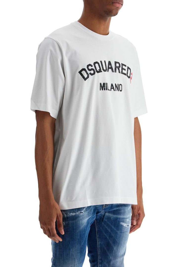 T Shirt Uomo In Cotone Bianco Con Logo