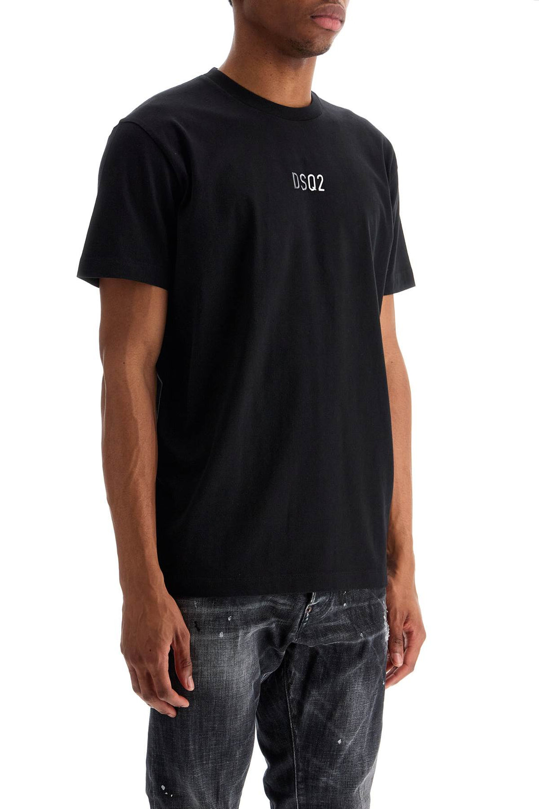 T Shirt In Cotone Nero Con Logo Ricamato