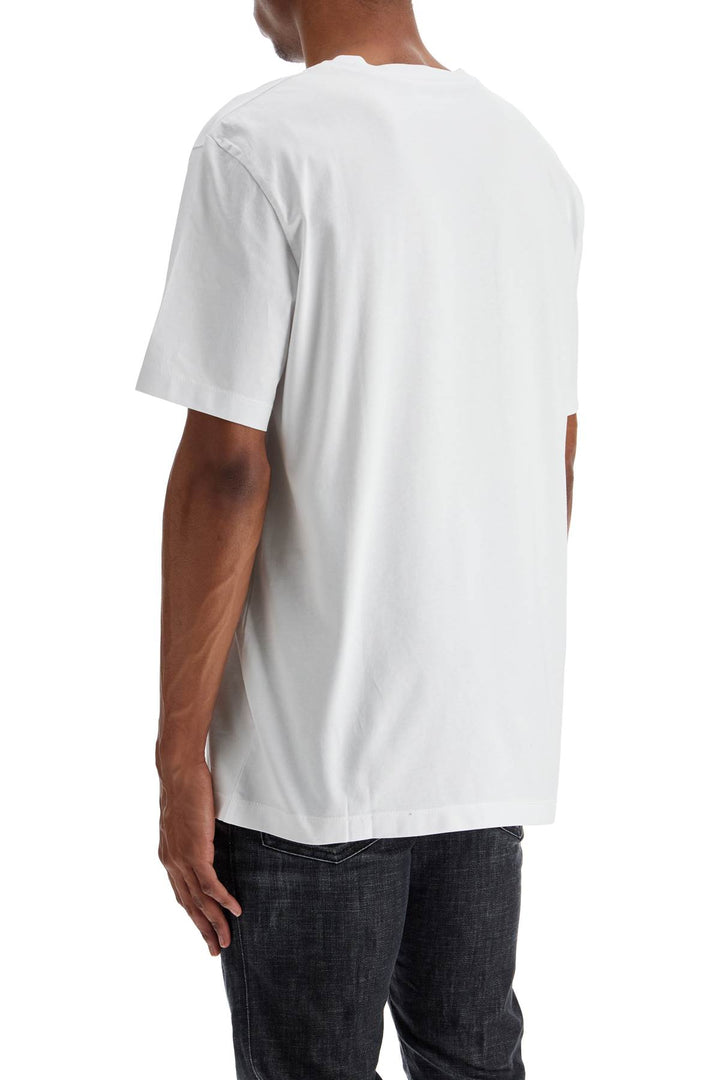 T Shirt In Cotone Bianco Con Logo Ricamato