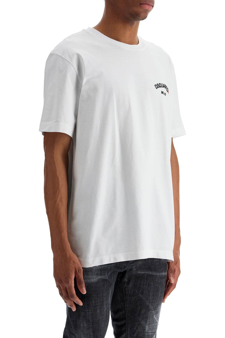 T Shirt In Cotone Bianco Con Logo Ricamato