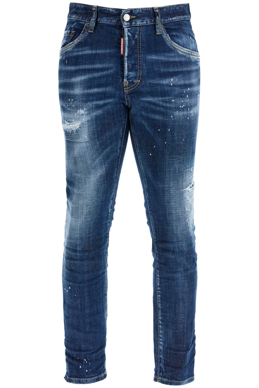 Jeans Skater In Cotone Blu Navy Con Leggere Abrasioni