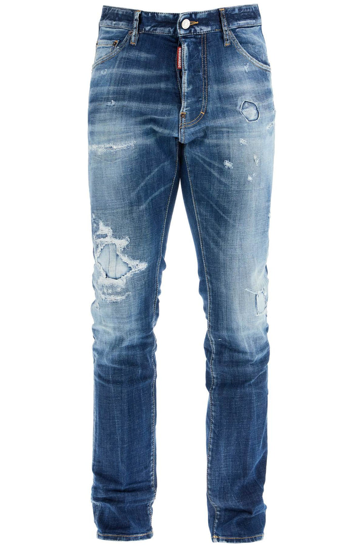 Jeans Blu Navy In Cotone Effetto Vintage