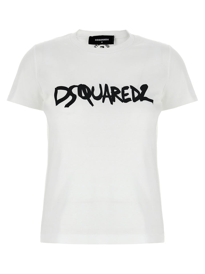 Logo Print T Shirt Bianco/Nero