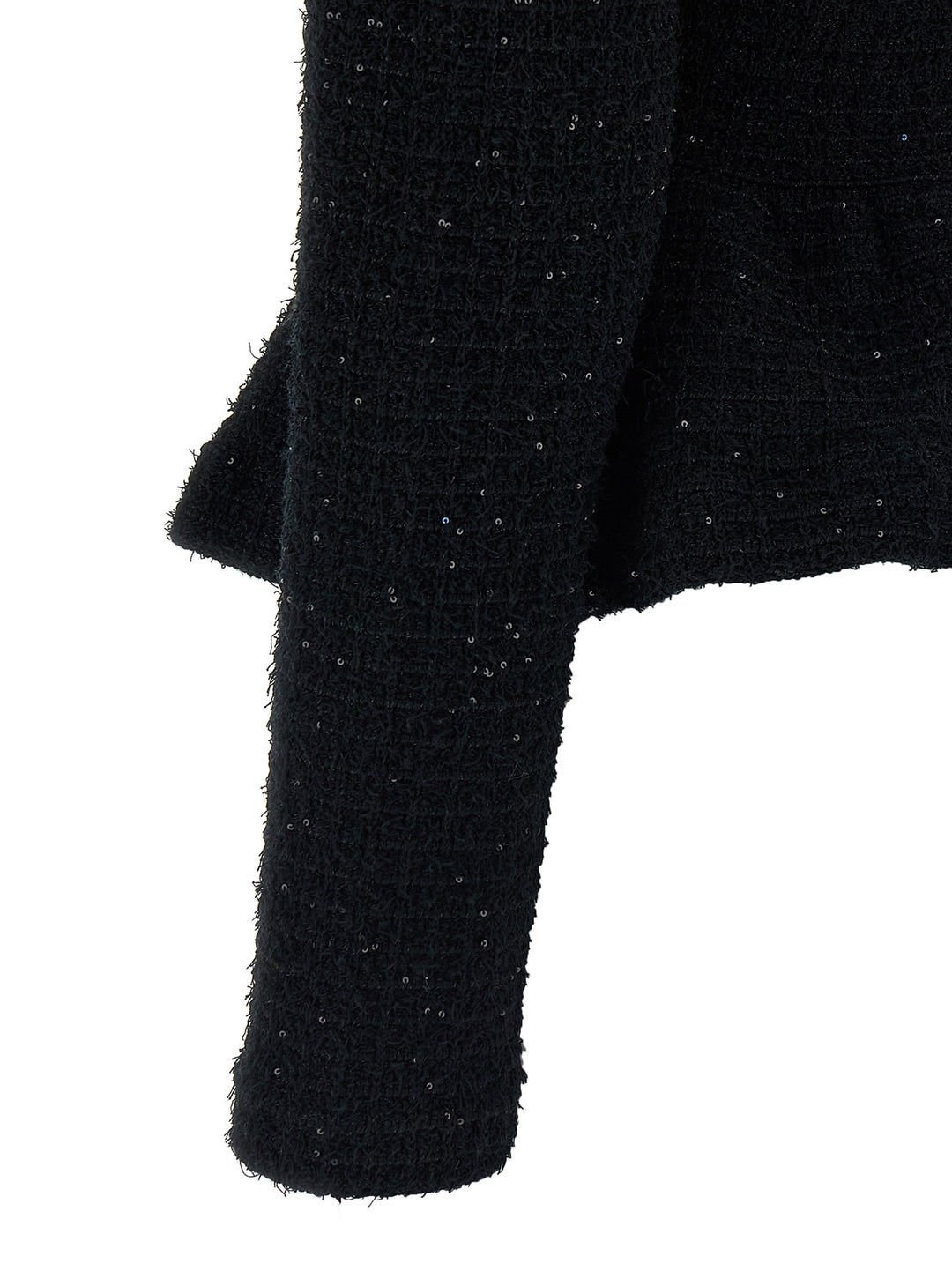 Black Textured Knit Peplum Blazer And Suits Nero