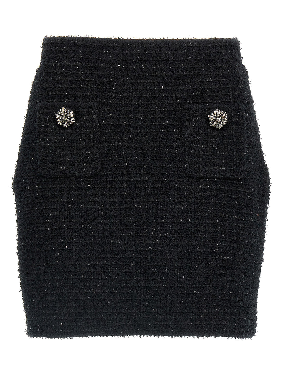 Black Textured Knit Mini Gonne Nero