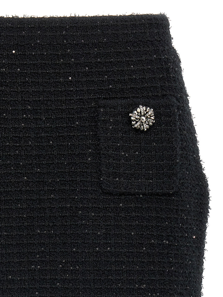 Black Textured Knit Mini Gonne Nero