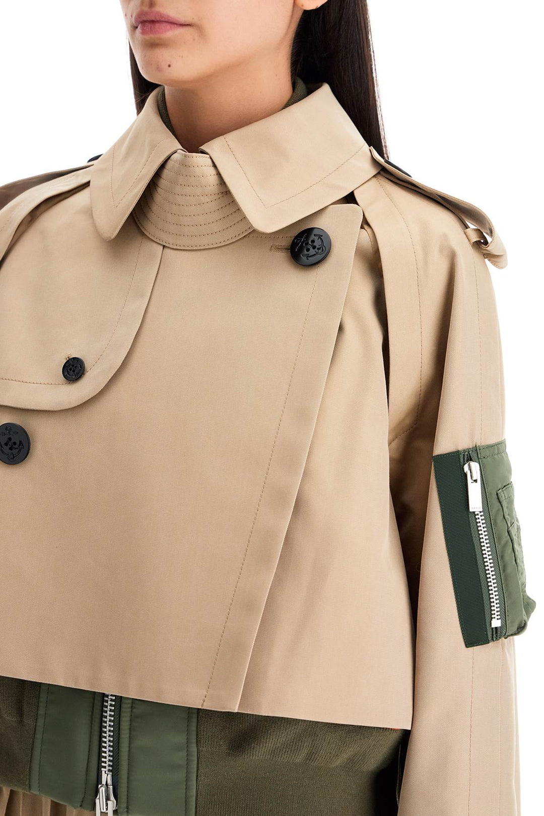 Blouson Stile Trench Effetto Stratificato