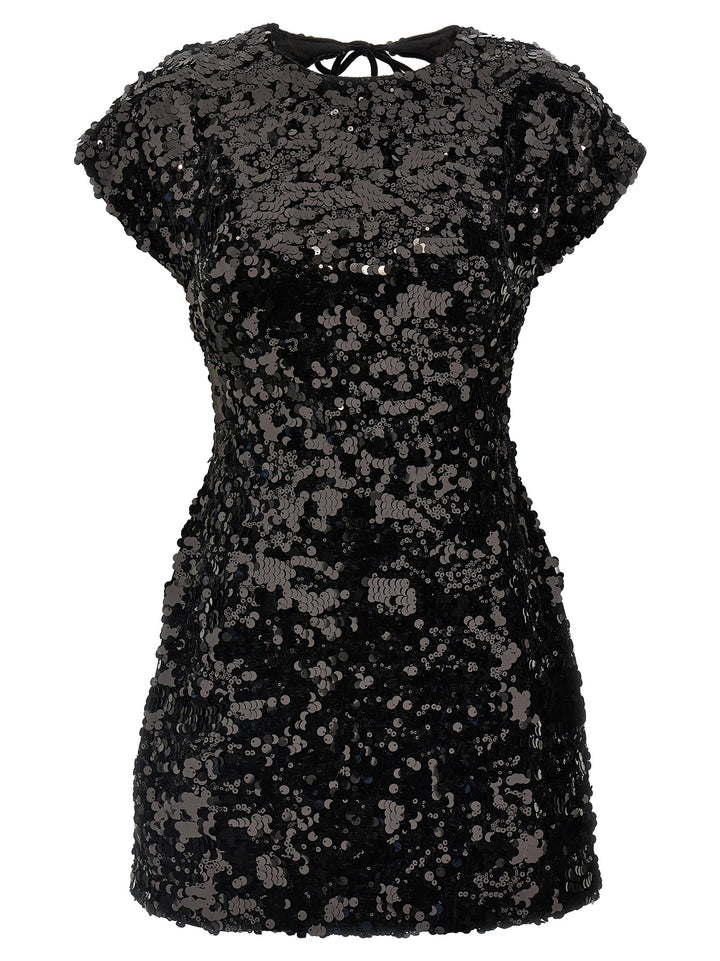 Velvet Sequins Mini Abiti Nero