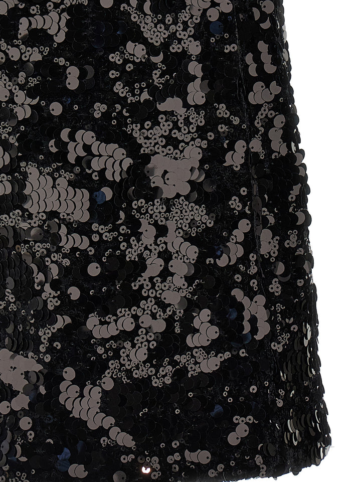 Velvet Sequins Mini Abiti Nero