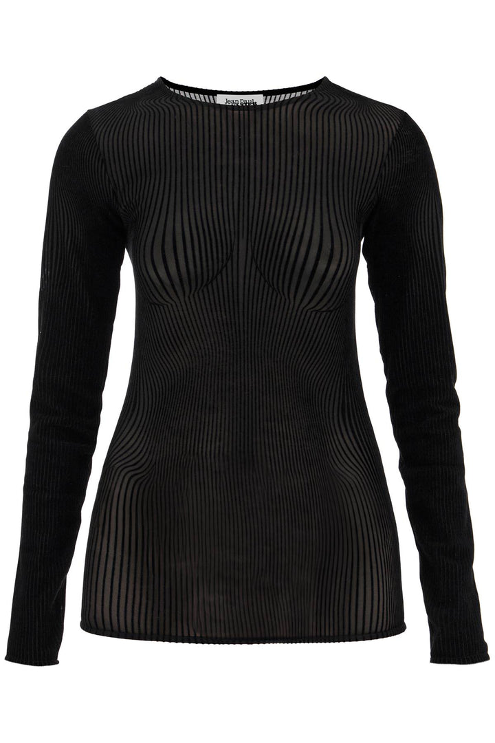 Top In Mesh 'Morphing Pinstripes'