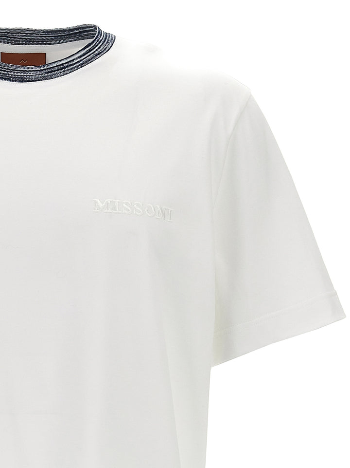 Logo Embroidery T Shirt Bianco