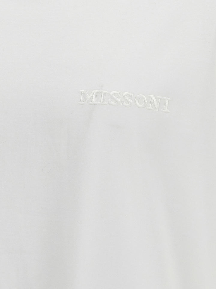 Logo Embroidery T Shirt Bianco