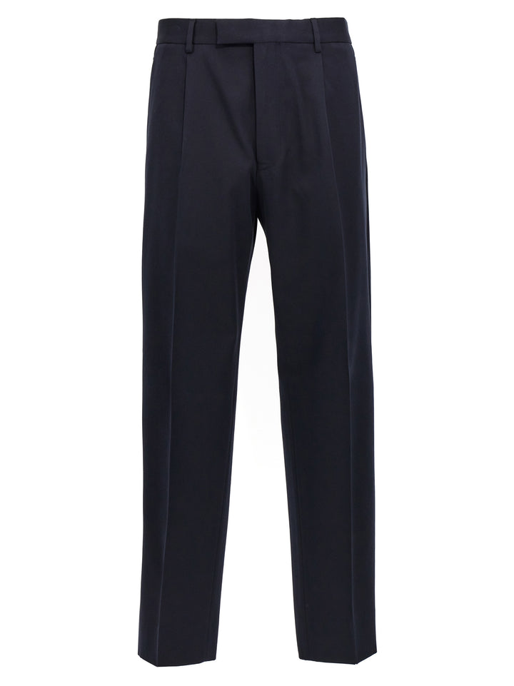 Wool Cotton Pantaloni Blu