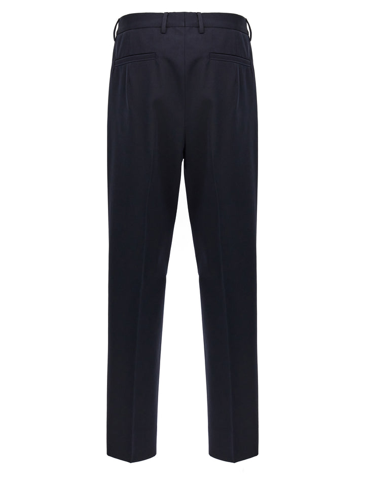 Wool Cotton Pantaloni Blu