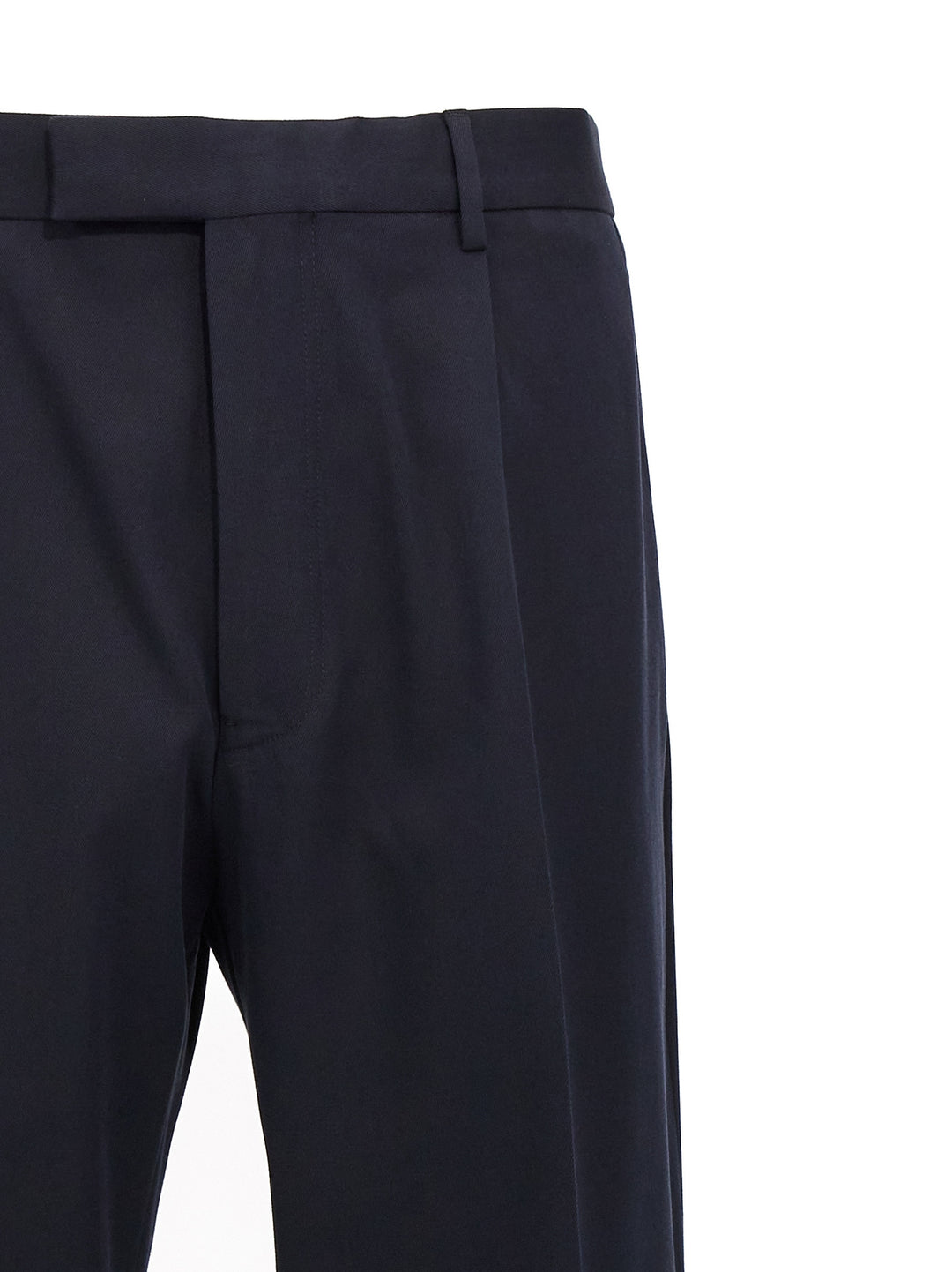 Wool Cotton Pantaloni Blu