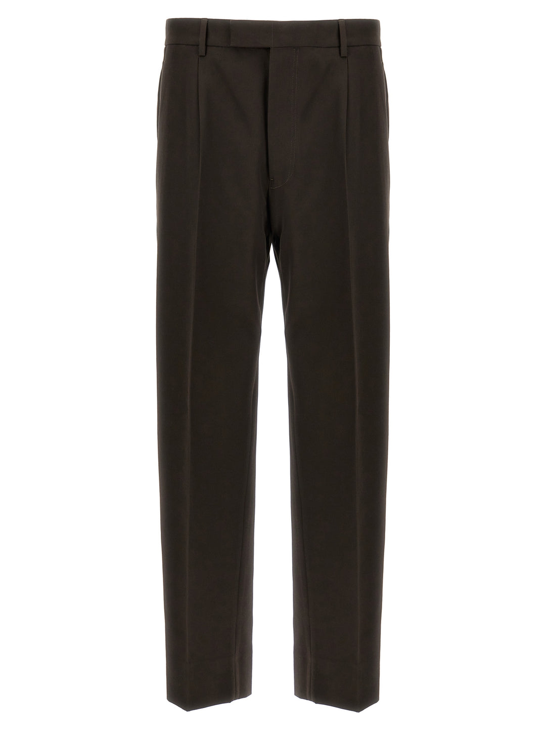 Front Pleat Pantaloni Marrone