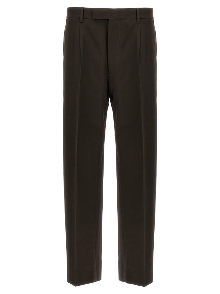 Front Pleat Pantaloni Marrone