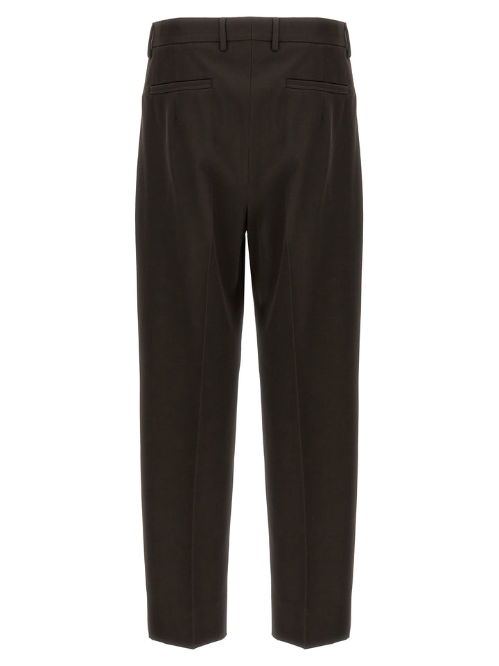 Front Pleat Pantaloni Marrone