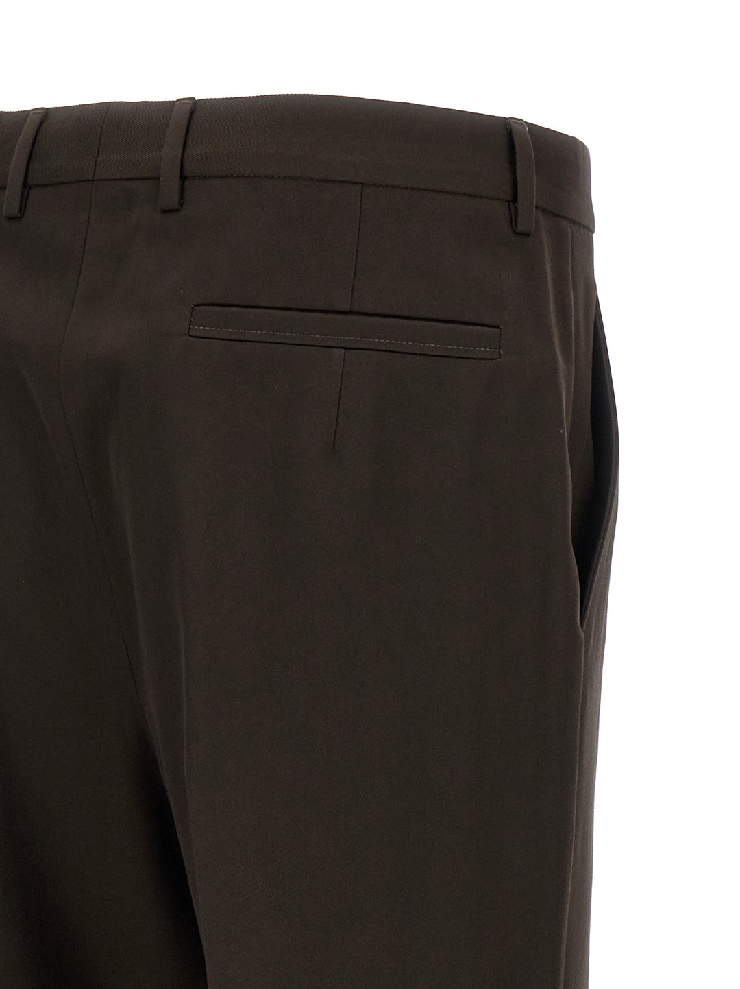 Front Pleat Pantaloni Marrone