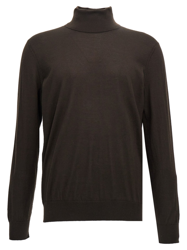 Silk Cashmere Turtleneck Sweater Maglioni Marrone