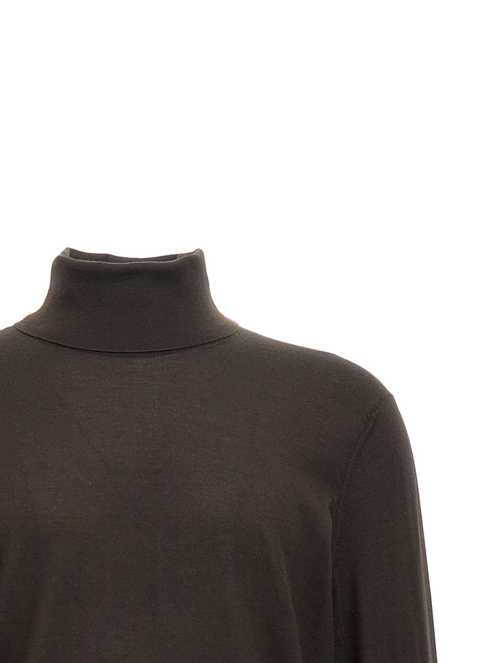 Silk Cashmere Turtleneck Sweater Maglioni Marrone