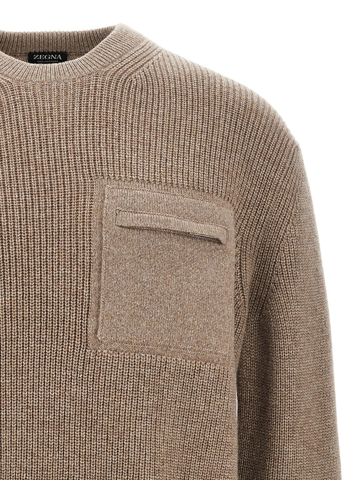 Zip Pocket Sweater Maglioni Beige