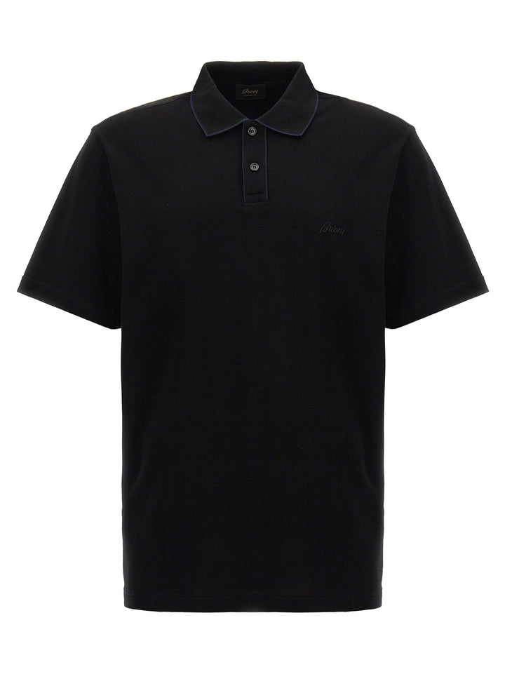 Logo Embroidery  Shirt Polo Nero