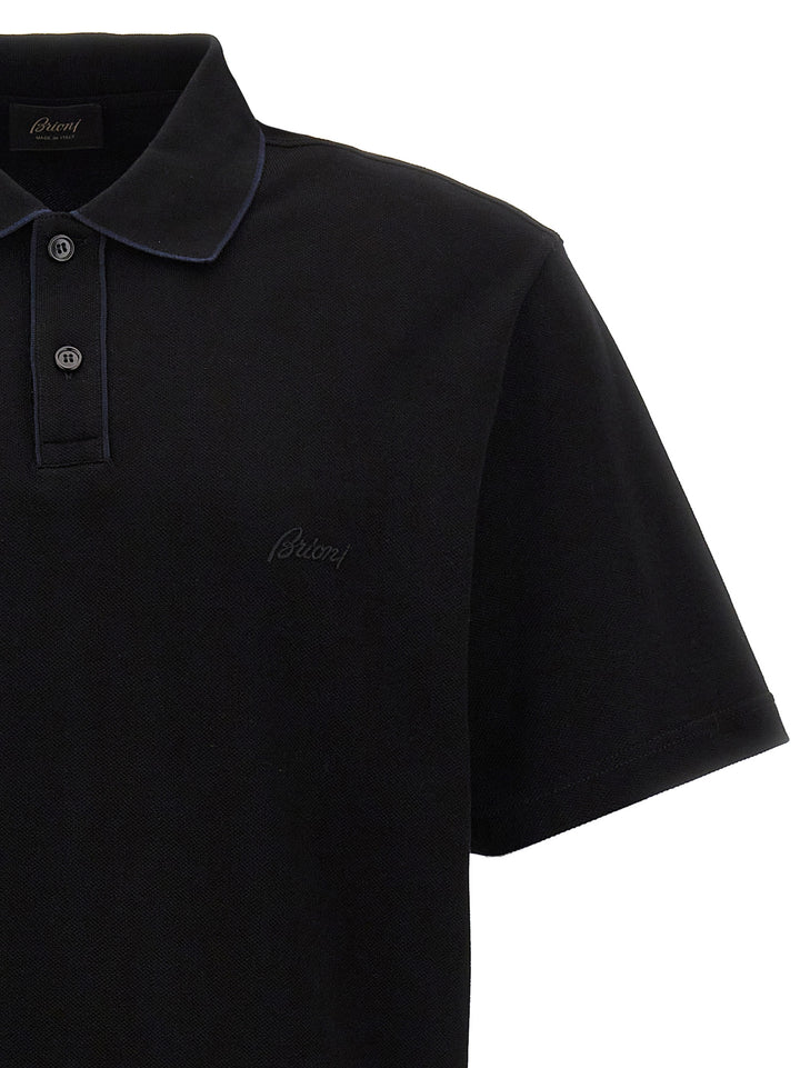 Logo Embroidery  Shirt Polo Nero