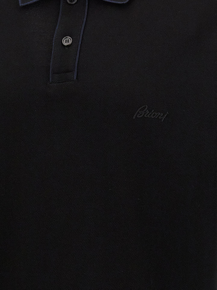 Logo Embroidery  Shirt Polo Nero