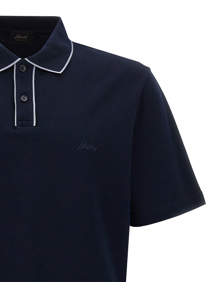 Logo Embroidery  Shirt Polo Blu