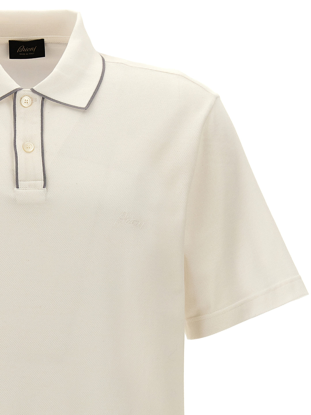 Logo Embroidery  Shirt Polo Bianco