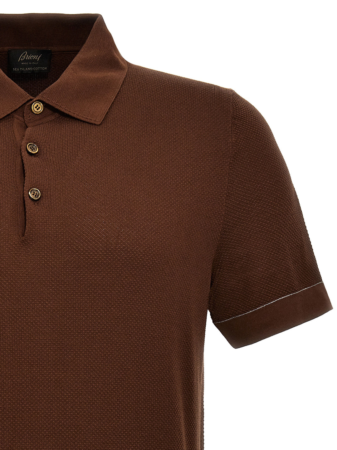 Textured  Shirt Polo Marrone