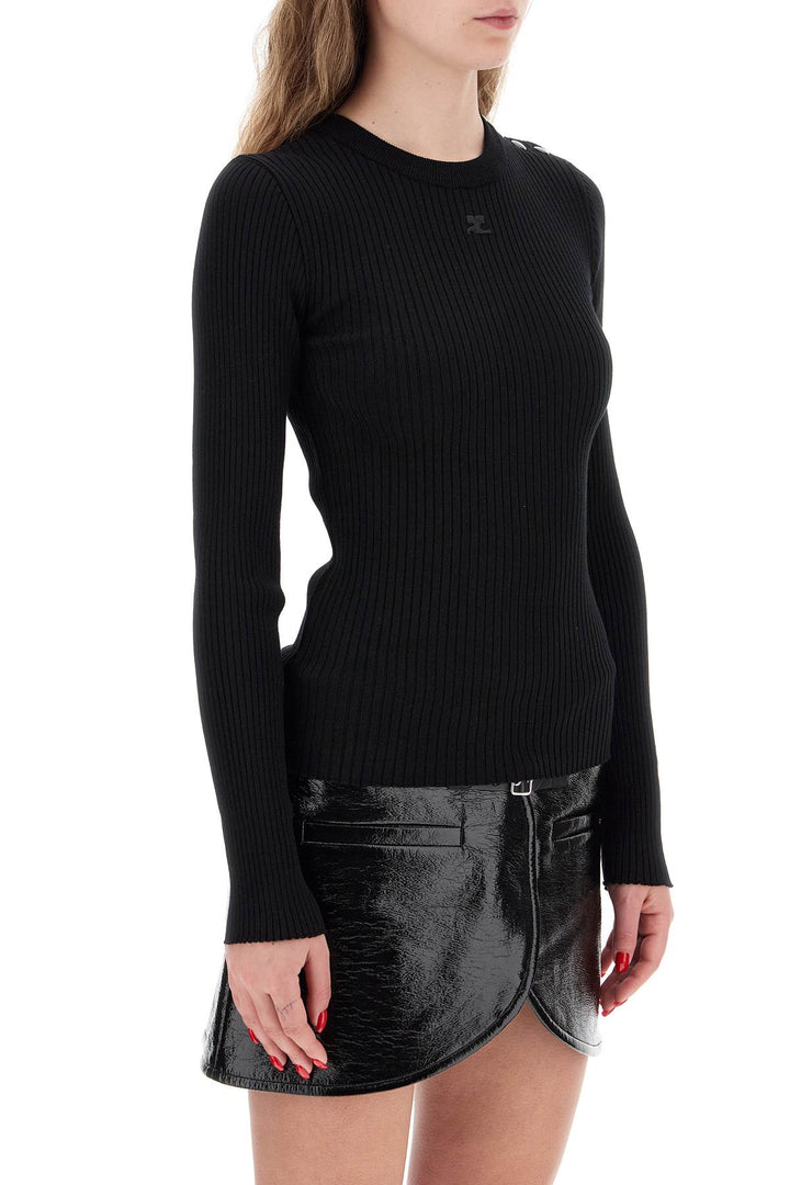 Pullover In Maglia Stretch A Coste