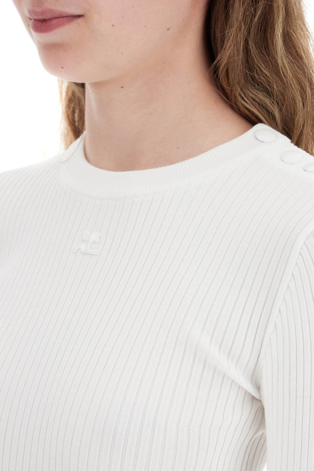 Pullover In Maglia Stretch A Coste