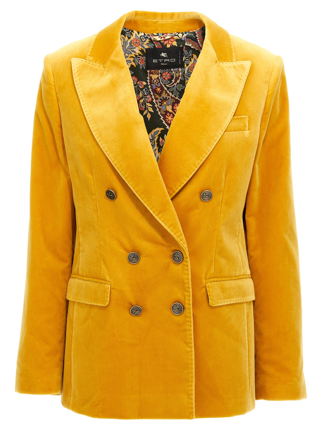 Double-Breasted Velvet Blazer Blazer And Suits Giallo