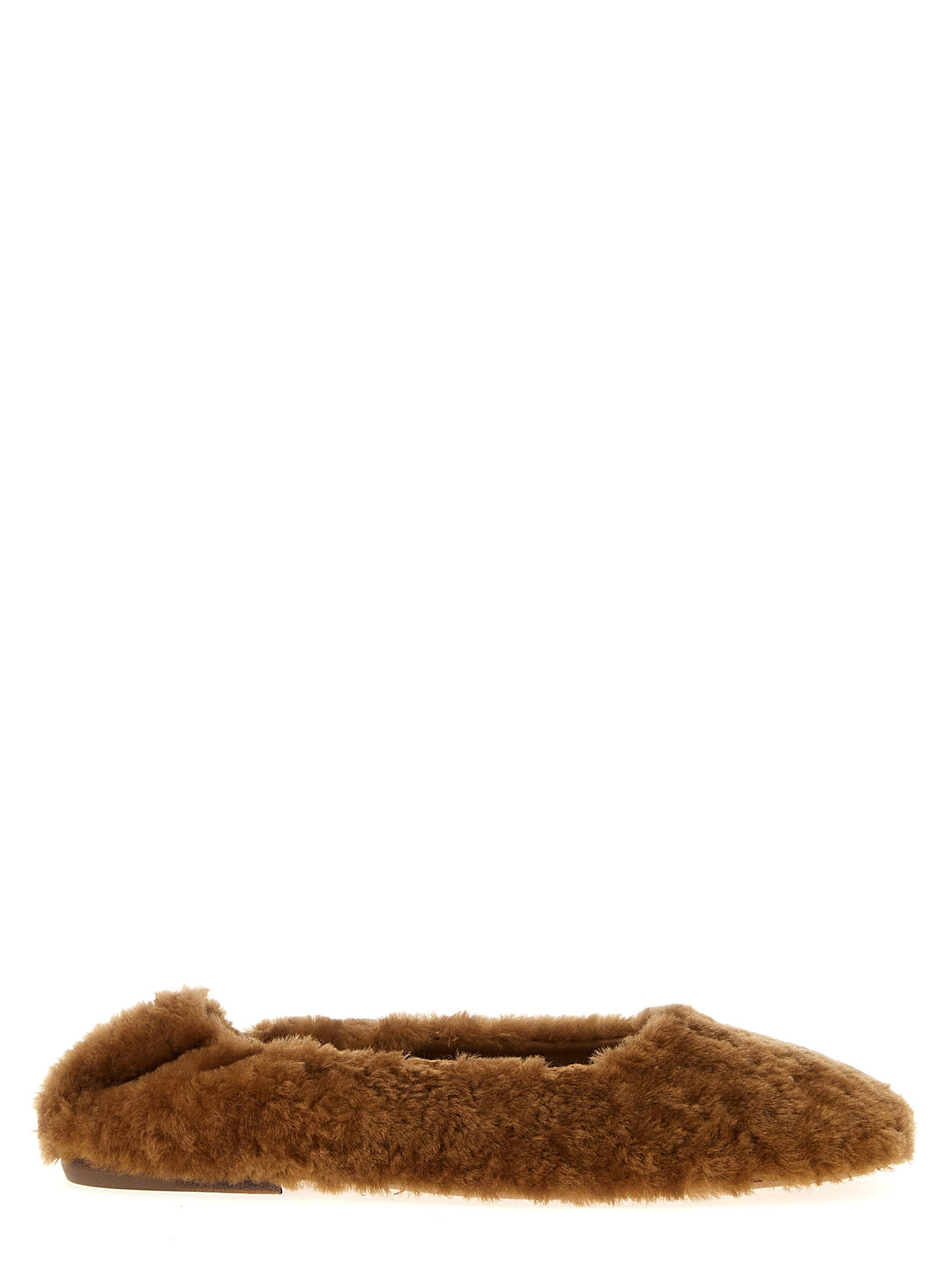 Fur Ballet Flats Flat Shoes Marrone