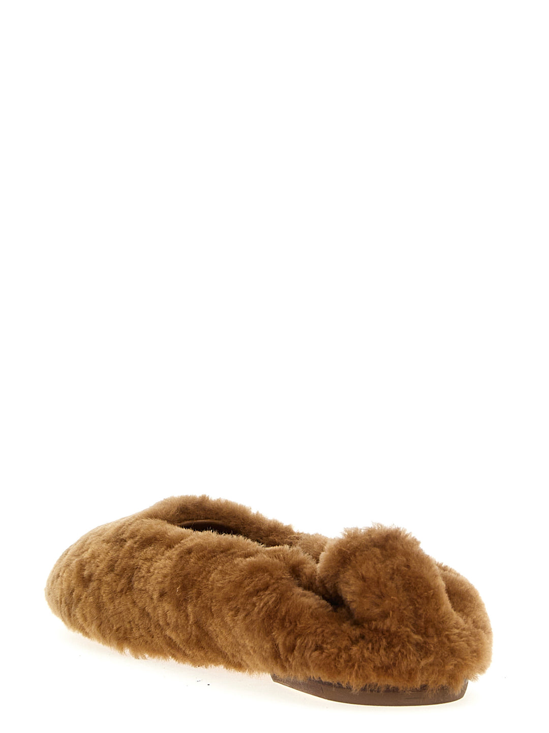 Fur Ballet Flats Flat Shoes Marrone