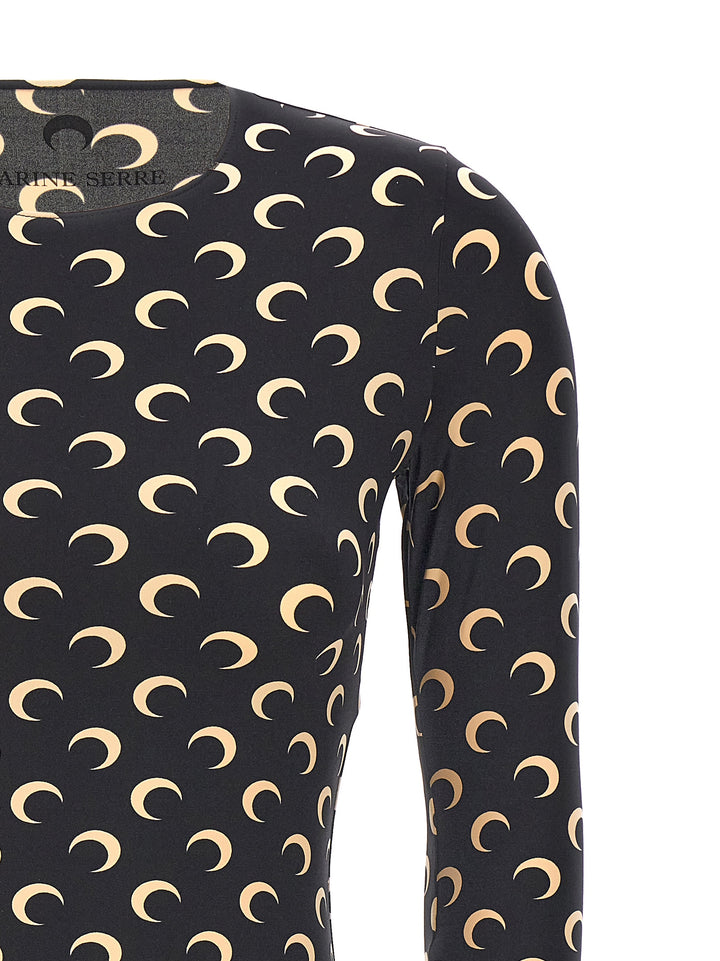 Moon Printed Jersey Top Nero