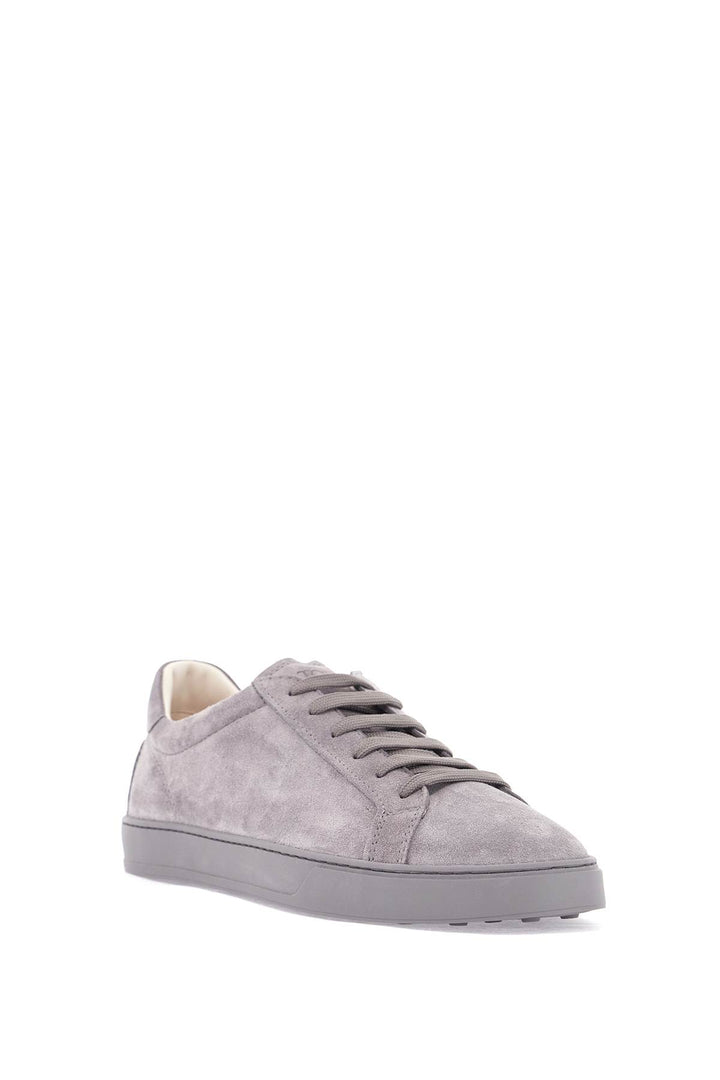 Scarpe Stringate Cassetta In Pelle Scamosciata Grigio Mouse Con Suola In Gomma