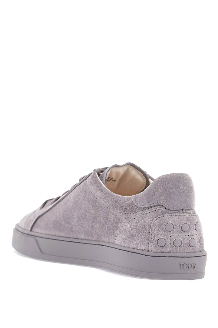 Scarpe Stringate Cassetta In Pelle Scamosciata Grigio Mouse Con Suola In Gomma