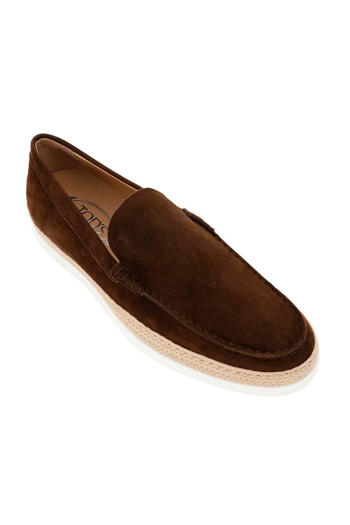 Slip On Scamosciata Con Inserto In Rafia