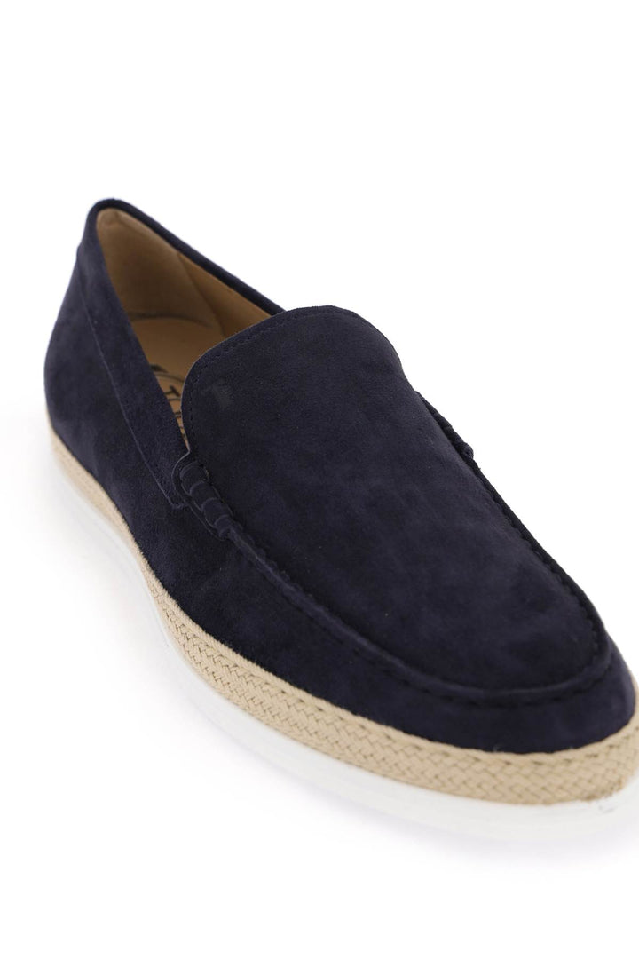 Slip On Scamosciata Con Inserto In Rafia