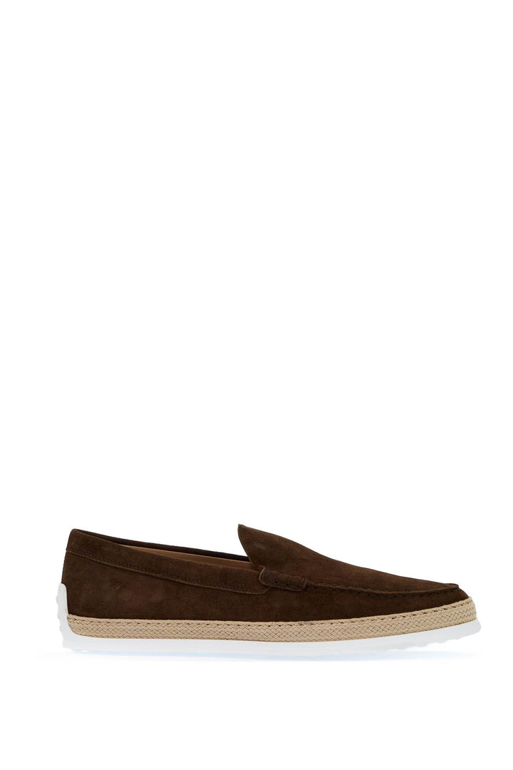 Slip On Scamosciata Con Inserto In Rafia