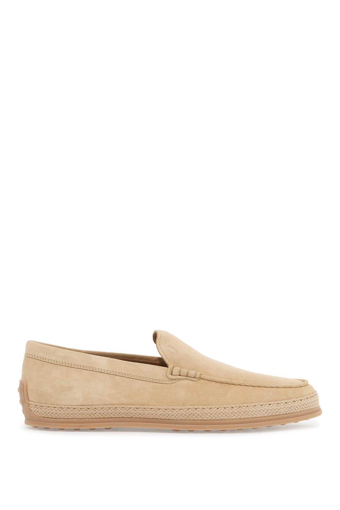 Mocassino Slip On Intrecciato In Pelle Di Vitello Beige Con Suola In Gomma