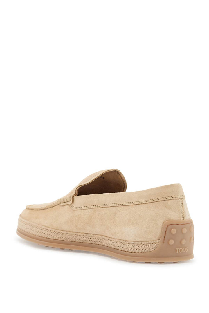 Mocassino Slip On Intrecciato In Pelle Di Vitello Beige Con Suola In Gomma