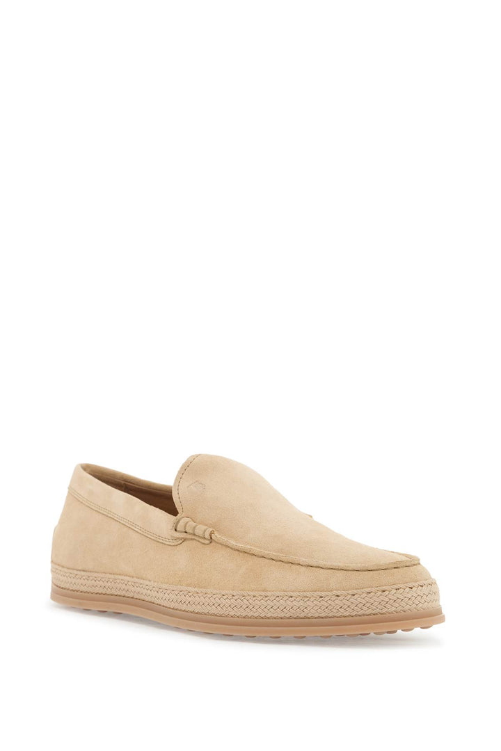 Mocassino Slip On Intrecciato In Pelle Di Vitello Beige Con Suola In Gomma