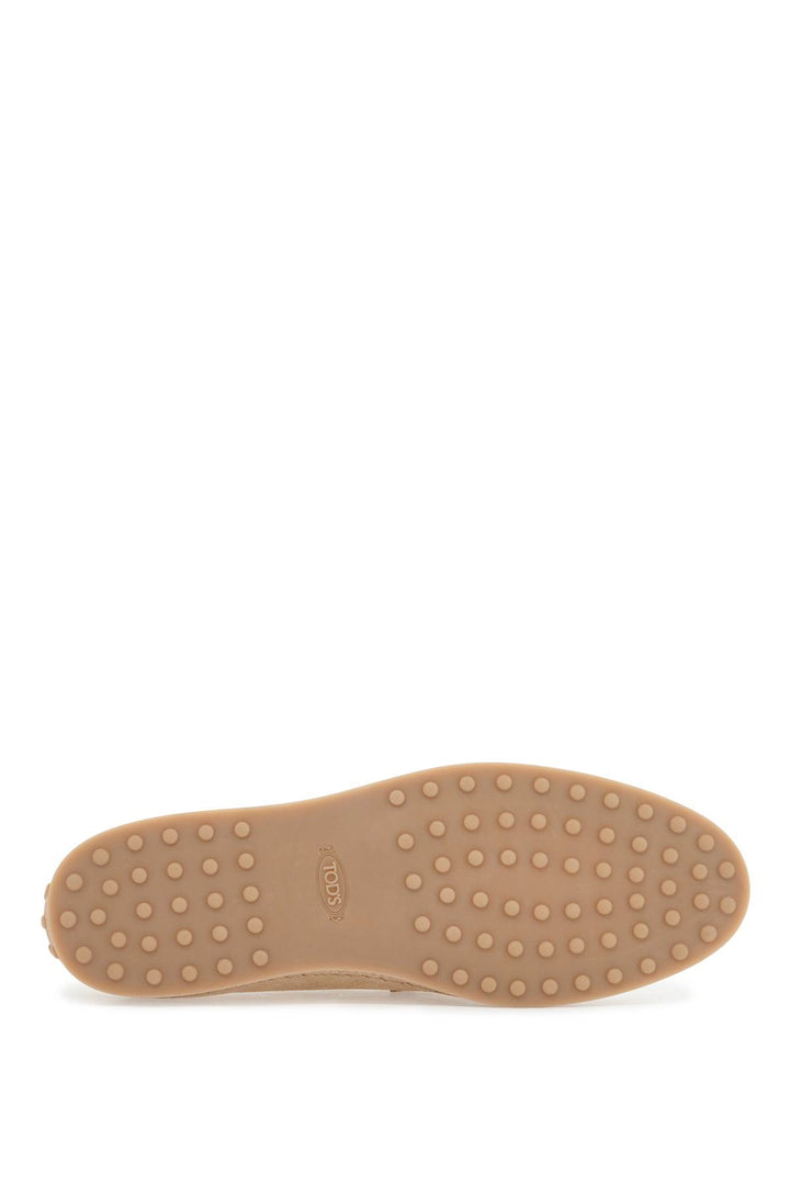 Mocassino Slip On Intrecciato In Pelle Di Vitello Beige Con Suola In Gomma