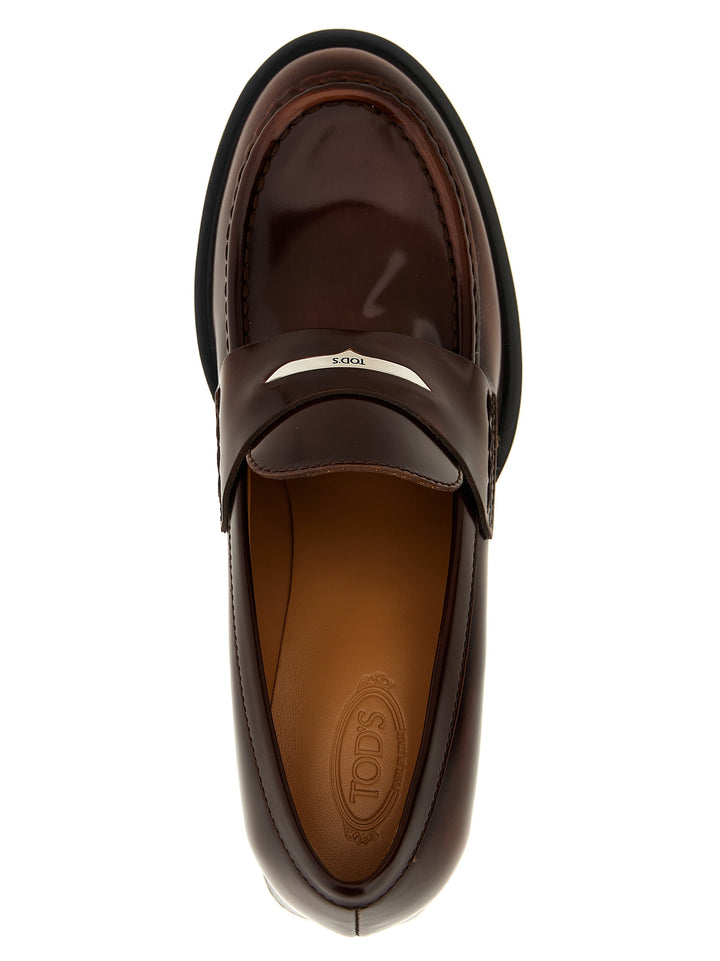 Leather Loafers Decollete Marrone