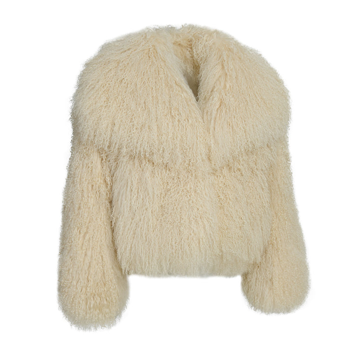 Cappotto Loyenne Beige in Pelliccia di Agnello